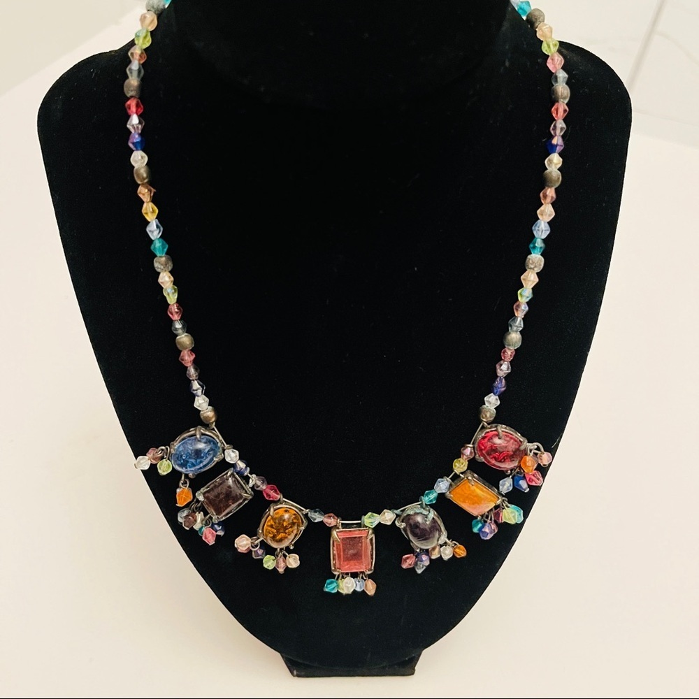 VINTAGE Multicolor Glass Beaded Necklace